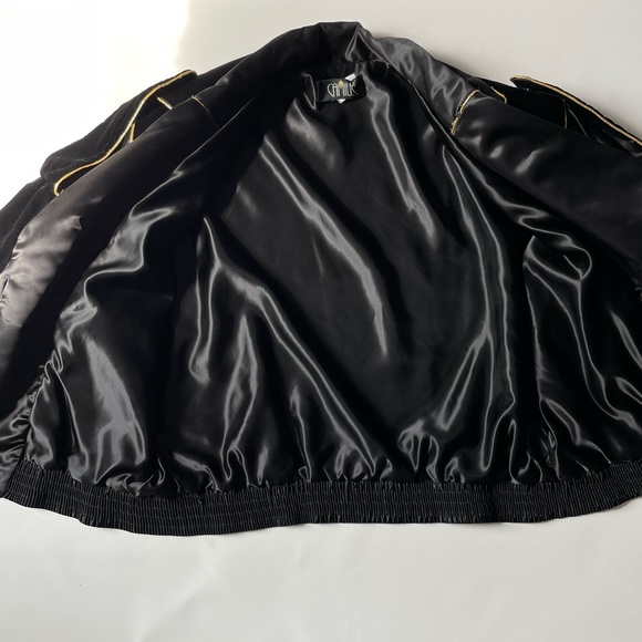 Vintage 80’s 90’s Velvet Satin Steampunk Military Style Jacket Gold Women’s Med - Picture 2 of 7